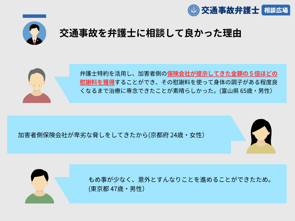 交通事故を弁護士に相談して良かった理由